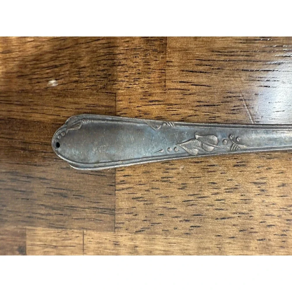 Wm A Rogers Athena A1 Plus Silverplate Pierced Spoon 6 in Matte Finish